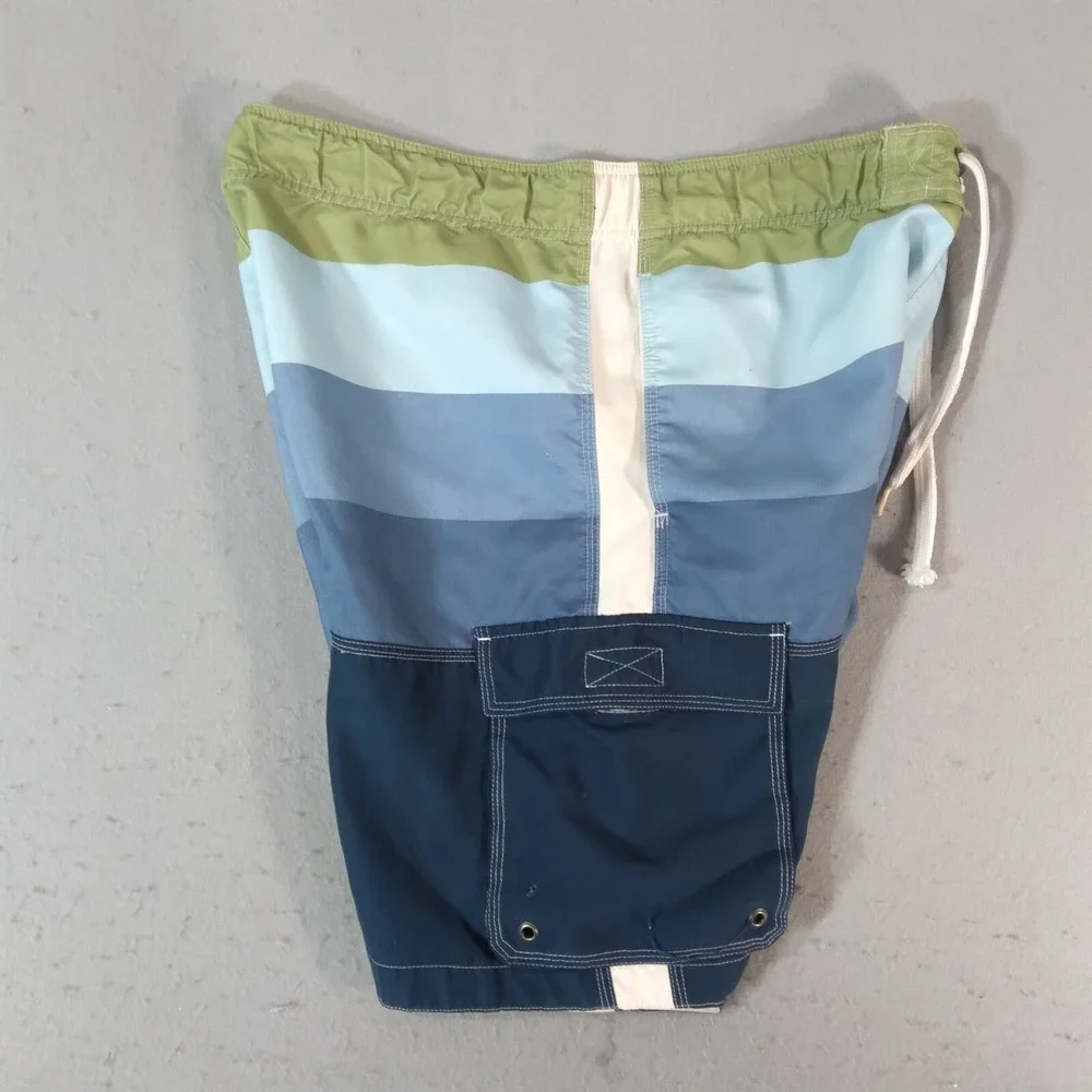 Mossimo surf board shorts swim trunks men's medium blue stripe cargo pockets